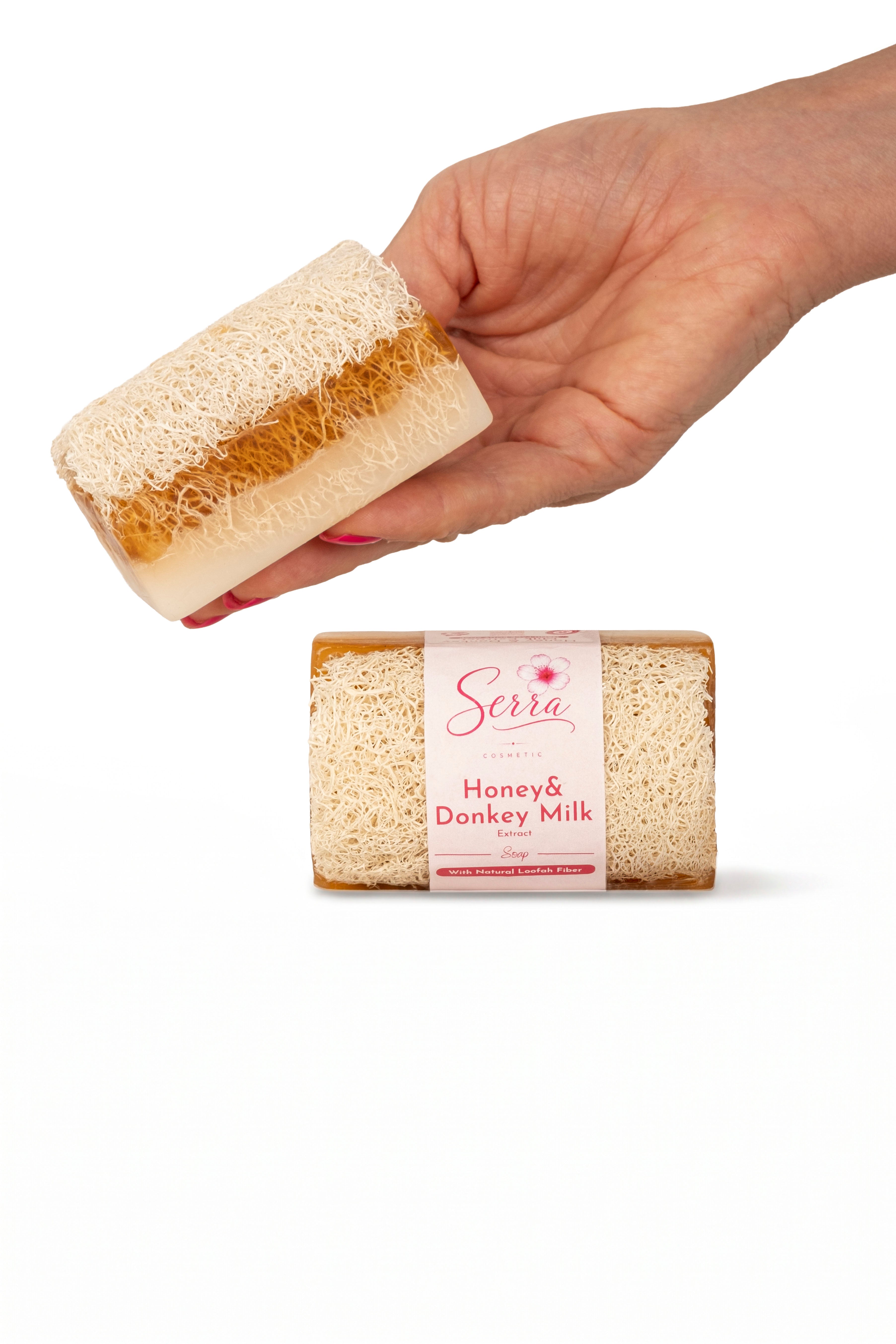 Serra Honey&Donkey Milk Extract Soap with Natural Loofah Fiber