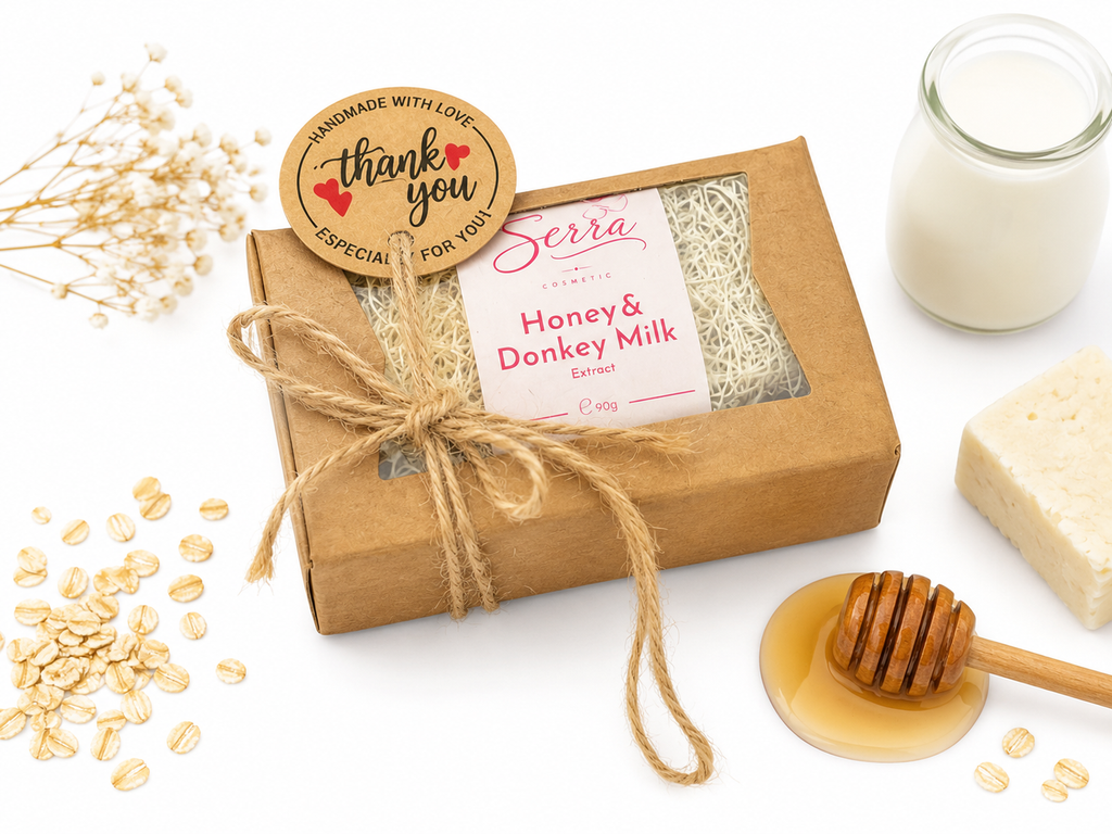 Okay Serra Honey & Donkey Milk Soap with Natural Loofah