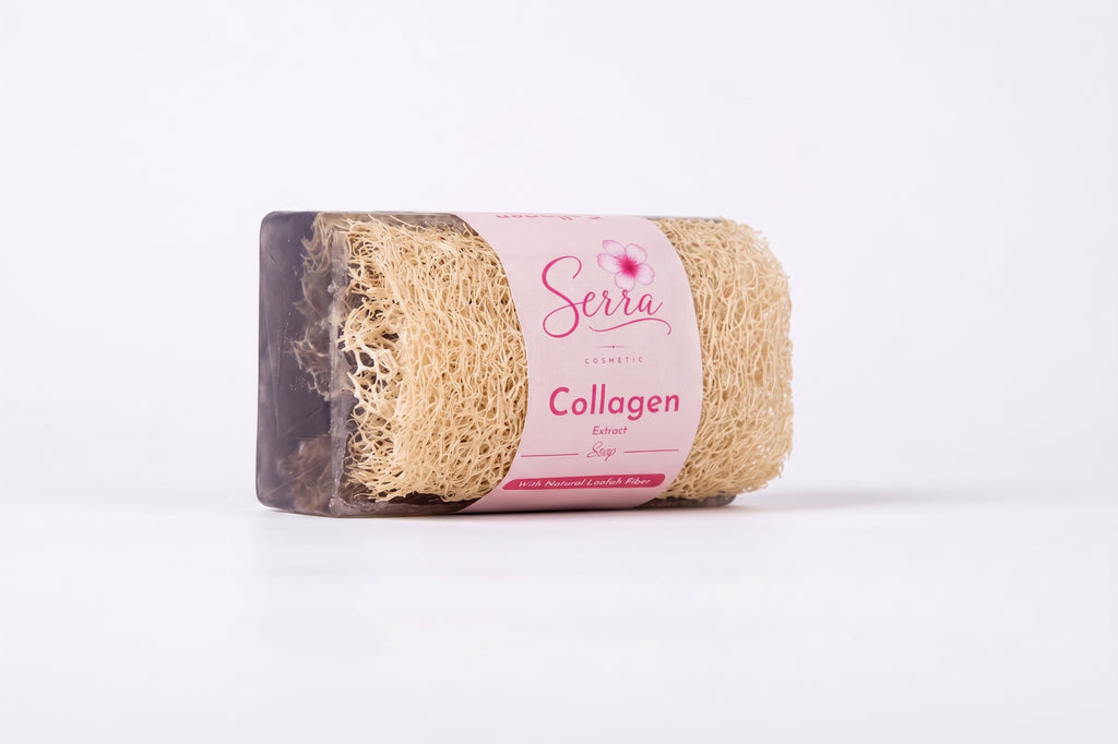 Serra Collagen Extract Soap with Natural Loofah Fiber