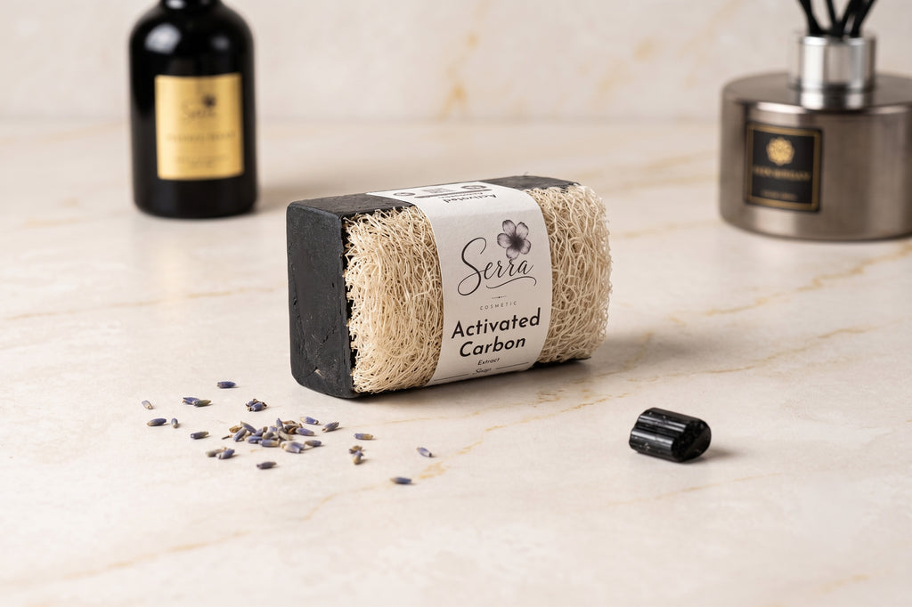 Serra Activated Carbon Extract Soap with Natural Loofah Fiber
