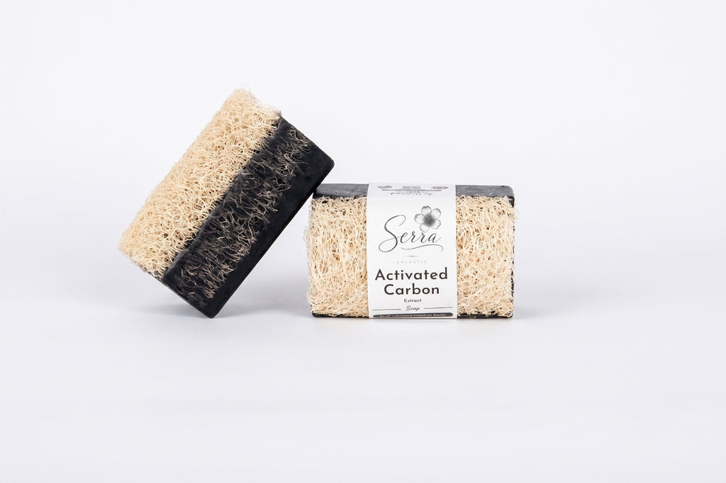 Serra Activated Carbon Extract Soap with Natural Loofah Fiber