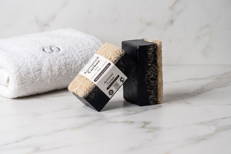 Okay Serra Activated Charcoal Soap with Natural Loofah