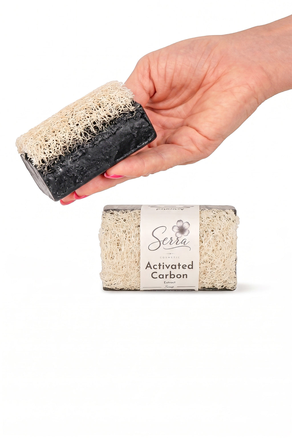 Serra Activated Carbon Extract Soap with Natural Loofah Fiber