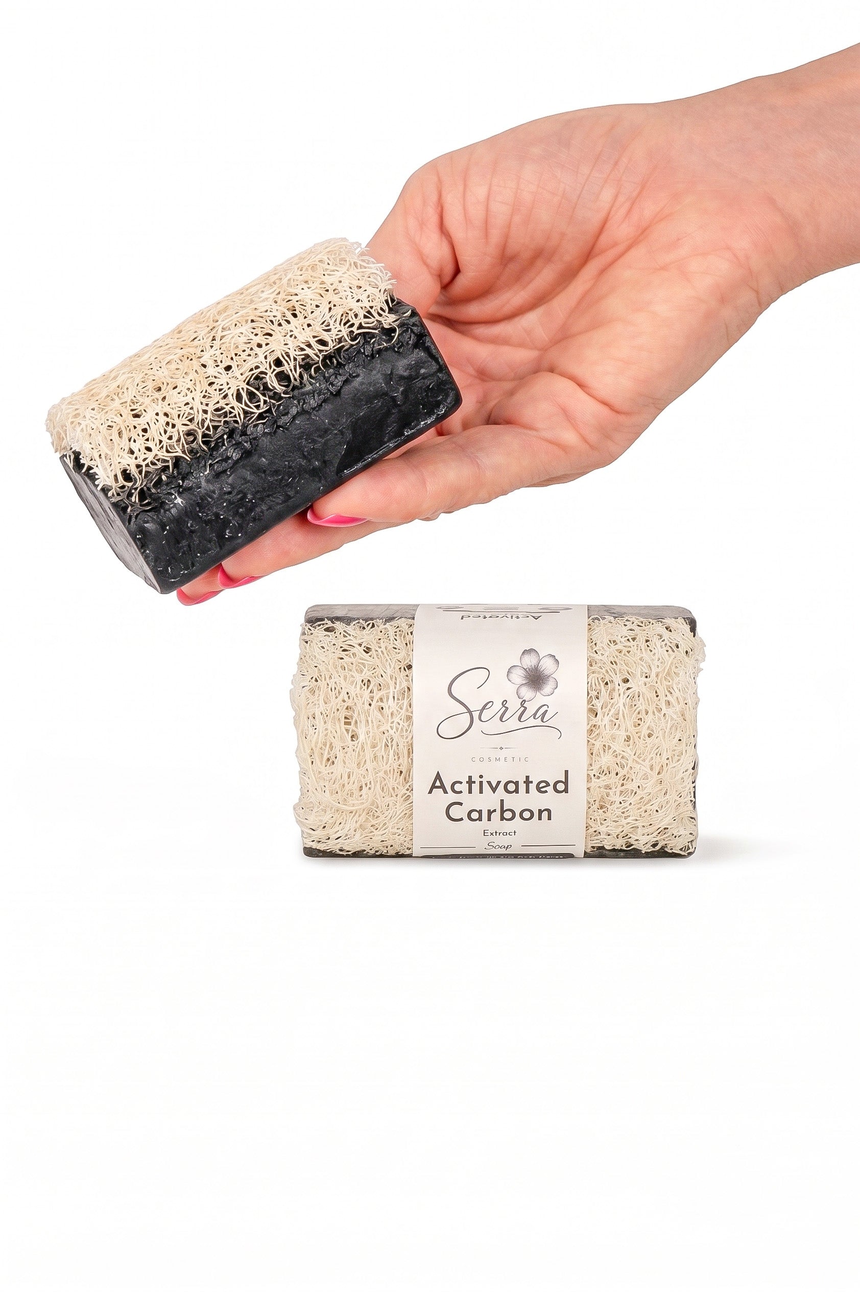 Serra Activated Carbon Extract Soap with Natural Loofah Fiber