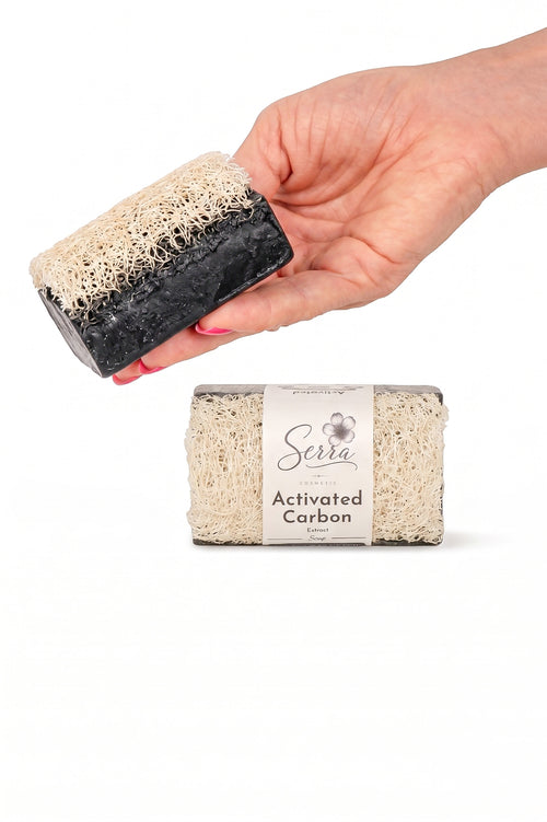 Serra Activated Carbon Extract Soap with Natural Loofah Fiber